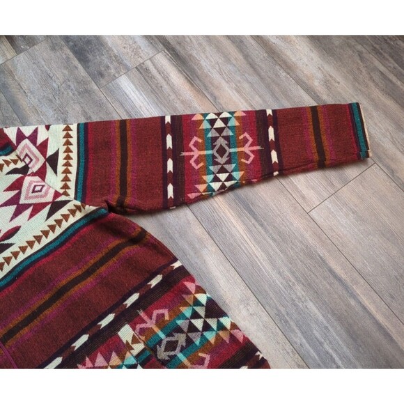 Wool Hooded Jackets for Women and Men - Chocolate Colorful Beige Unisex XL Aztec - Picture 7 of 9